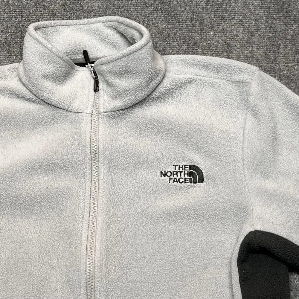 The North Face Jacket Mens Medium Gray Fleece Full Zip Colorblock Pockets Hiking